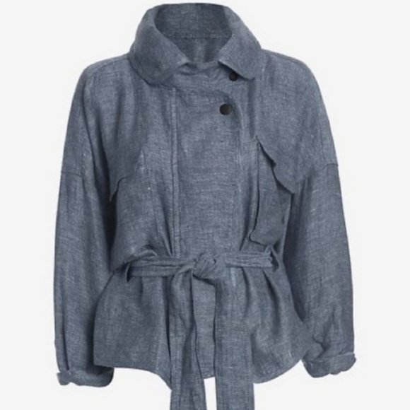 Marissa Webb Anorak Kayla Denim Linen Chambray Jacket - Picture 2 of 16